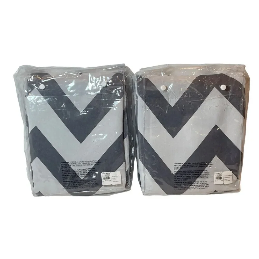 Pottery Barn Teen Drapes 96” Two Tone Nude Blush Set of 2 Chevron Curtain Panels